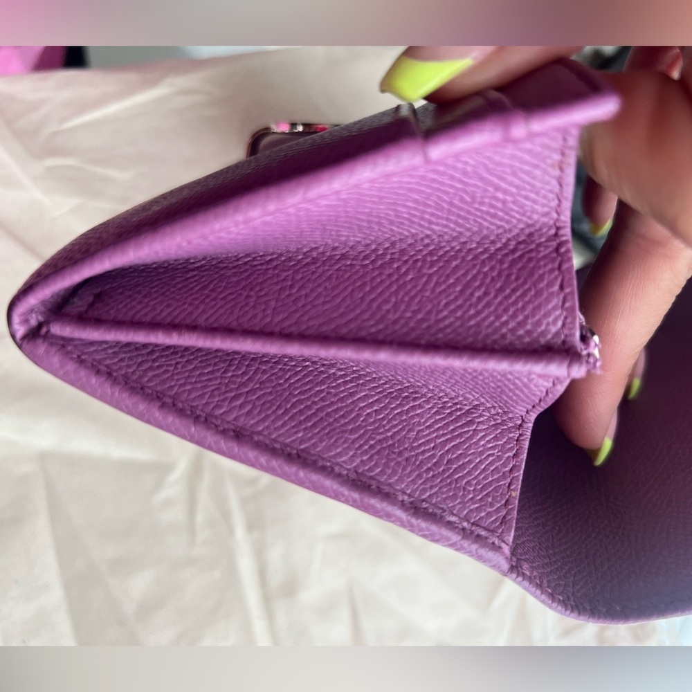 BVLGARI Bulgari Purple Lavender Saffiano Leather Continental Card Coin Wallet - Picture 12 of 16